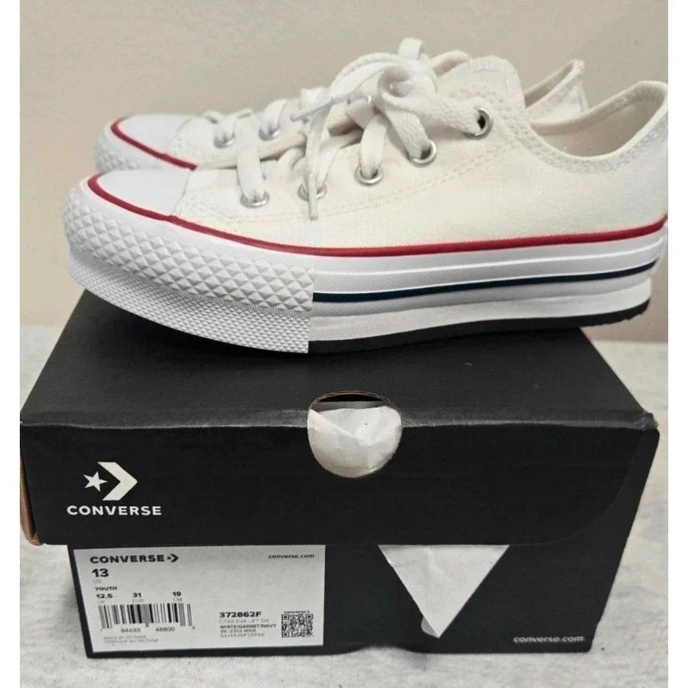Converse Chuck Taylor All Star EVA Lift Ox White Youth Sneakers 372862F Size 13